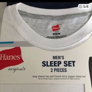 Hanes Men's White and Blue Sleepwear Set